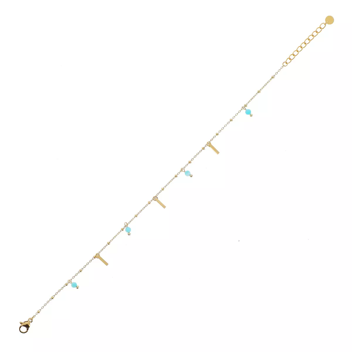 Les Trésors De Lily Chaine Cheville Acier 'Cléopatra' Vert Doré (amazonite) 25 Cm 7x1 Mm [R4496]