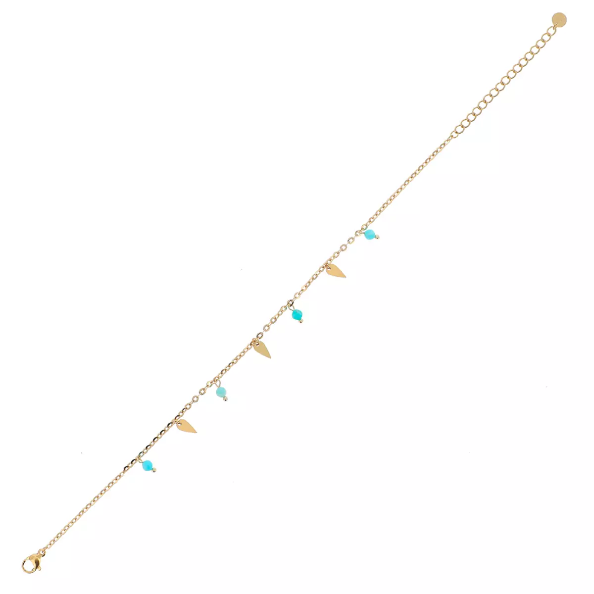 Les Trésors De Lily Chaine Cheville Acier 'Cléopatra' Vert Doré (amazonite) 25 Cm 7x4 Mm [R4495]