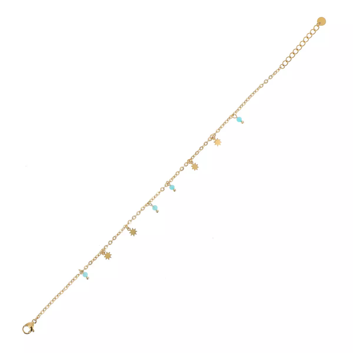 Les Trésors De Lily Chaine Cheville Acier 'Cléopatra' Vert Doré (amazonite) 25 Cm 5 Mm [R4491]
