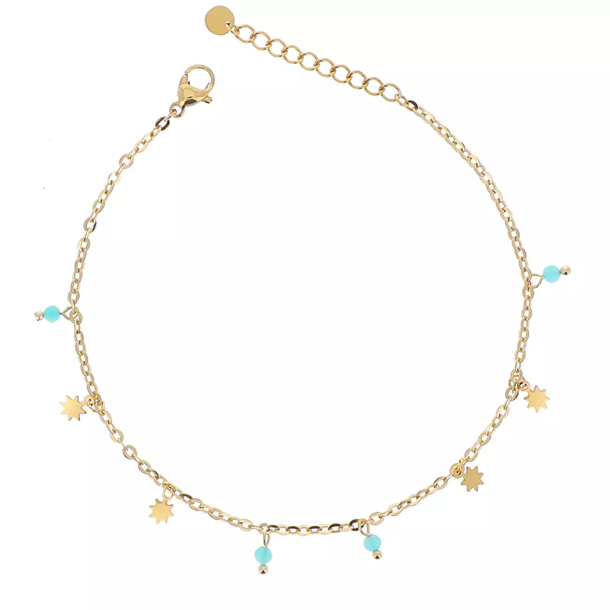 Les Trésors De Lily Chaine Cheville Acier 'Cléopatra' Vert Doré (amazonite) 25 Cm 5 Mm [R4491]