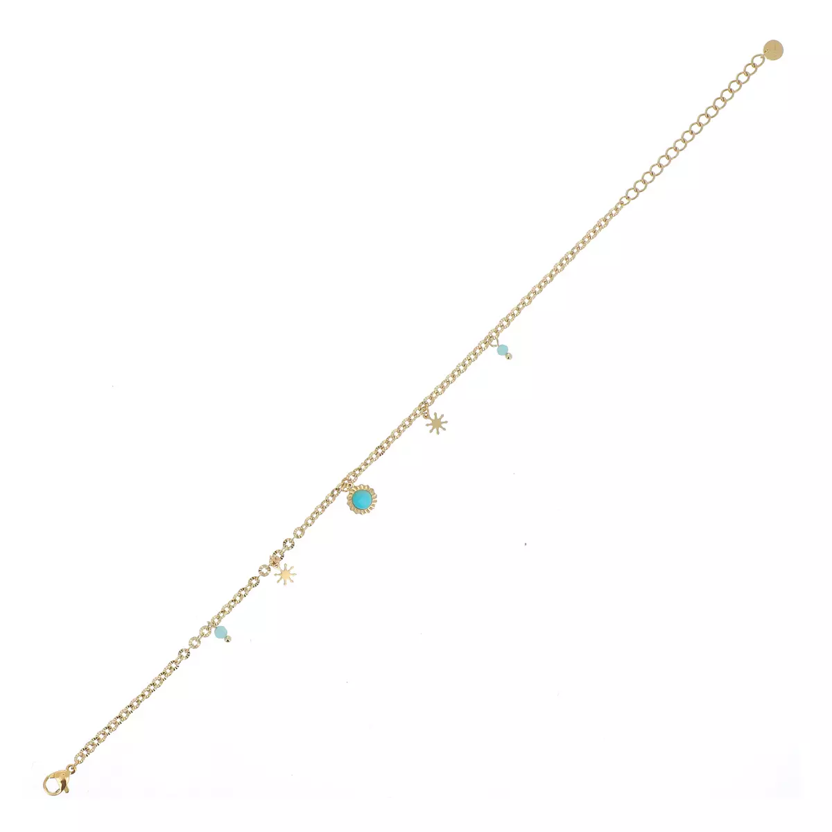 Les Trésors De Lily Chaine Cheville Acier 'Cléopatra' Vert Doré (amazonite) 25 Cm 8 Mm [R4488]