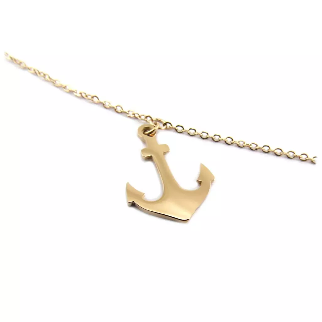 Les Trésors De Lily Chaine Cheville Acier 'Monde Marin' Doré Rosé (gold Pink) 255 Cm Ancre 15x13 Mm [P7817]