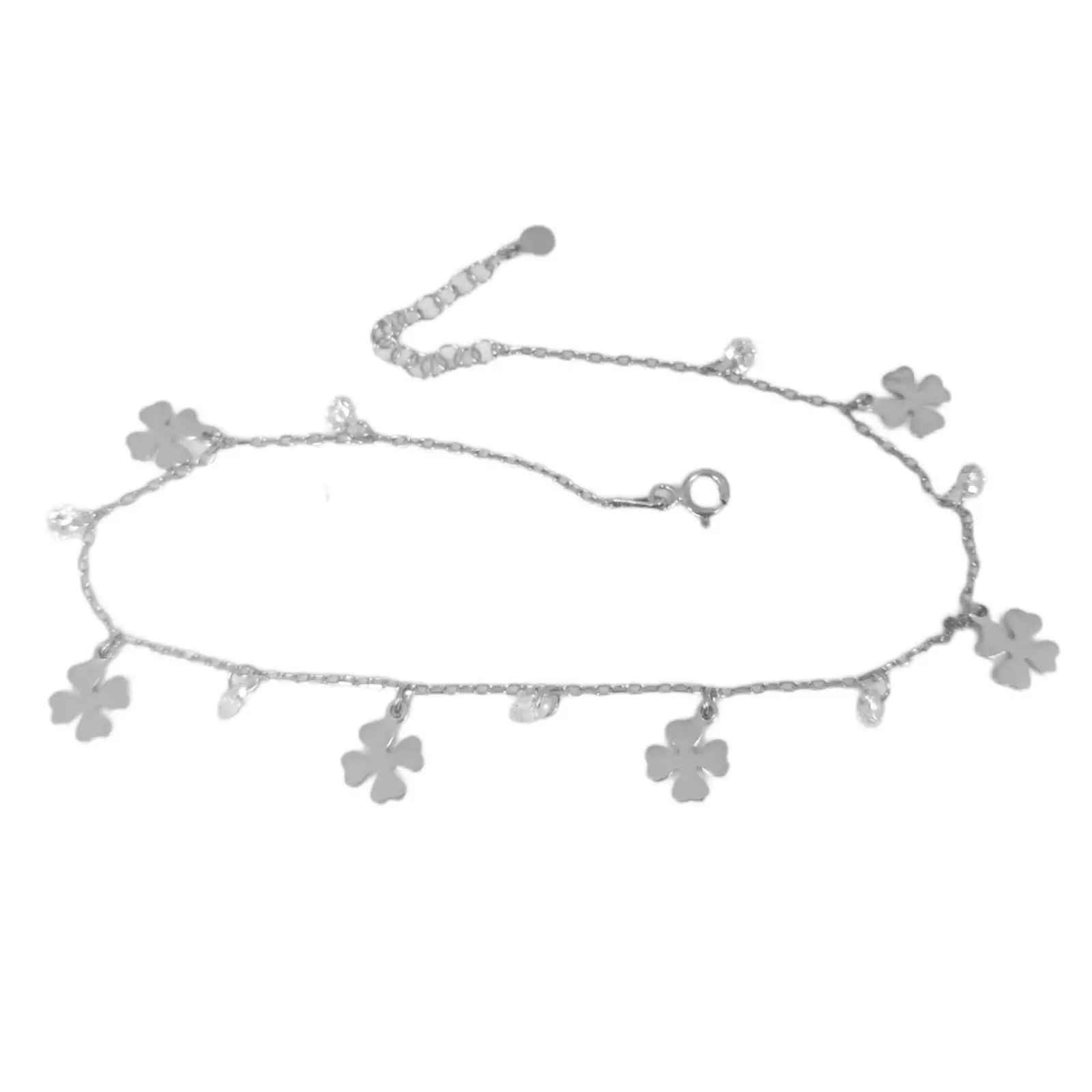 Les Trésors De Lily Chaîne Cheville Argent 'Arégonde' Blanc Argenté (rhodié) 8 Mm (trèfles) [S0961]