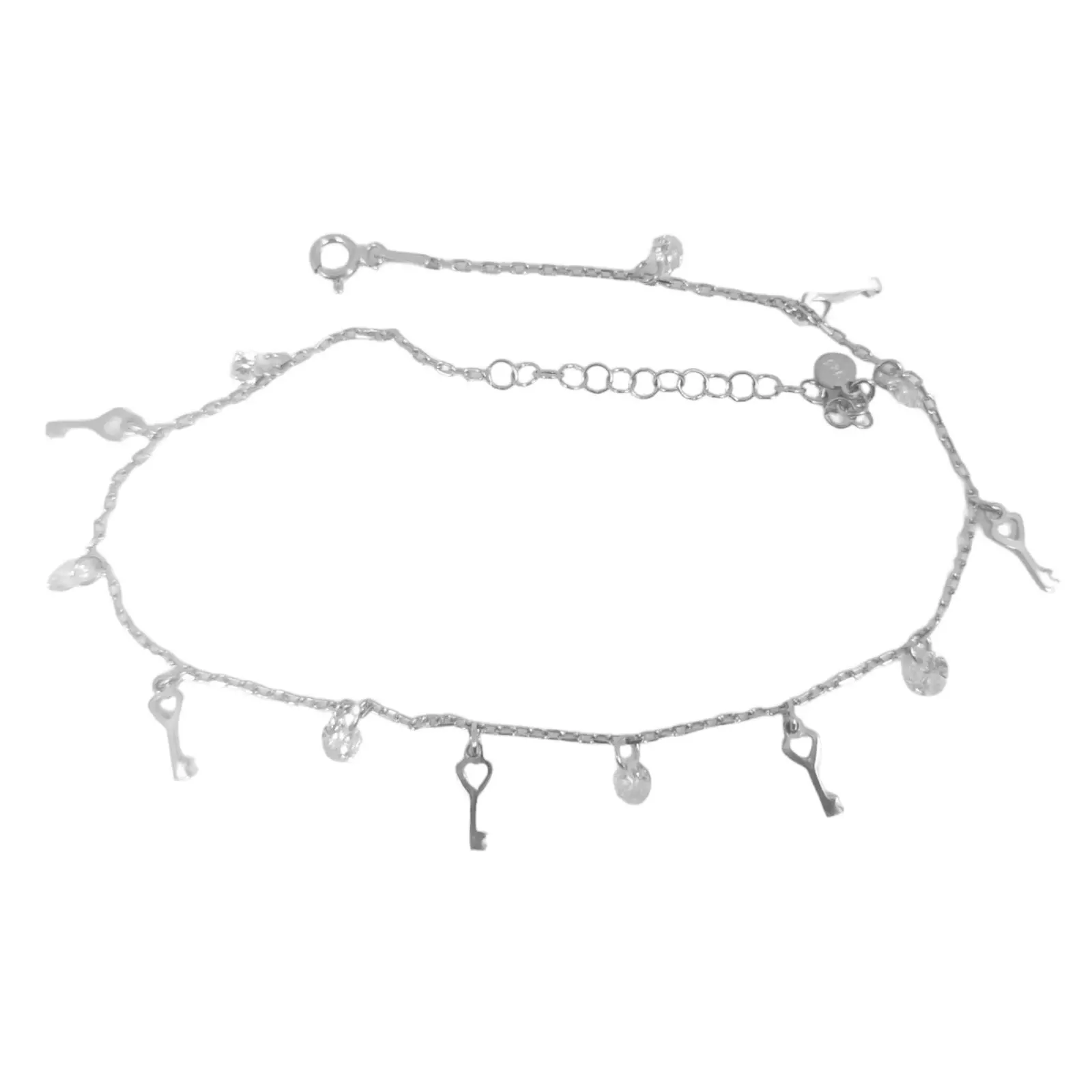 les trésors de lily Chaîne Cheville Argent 'Arégonde' blanc argenté (rhodié) 8x3 mm (clés) [S0960]