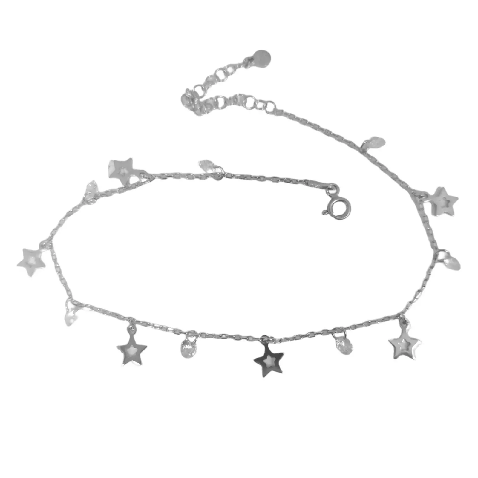 les trésors de lily Chaîne Cheville Argent 'Arégonde' blanc argenté (rhodié) 6 mm (étoiles) [S0959]