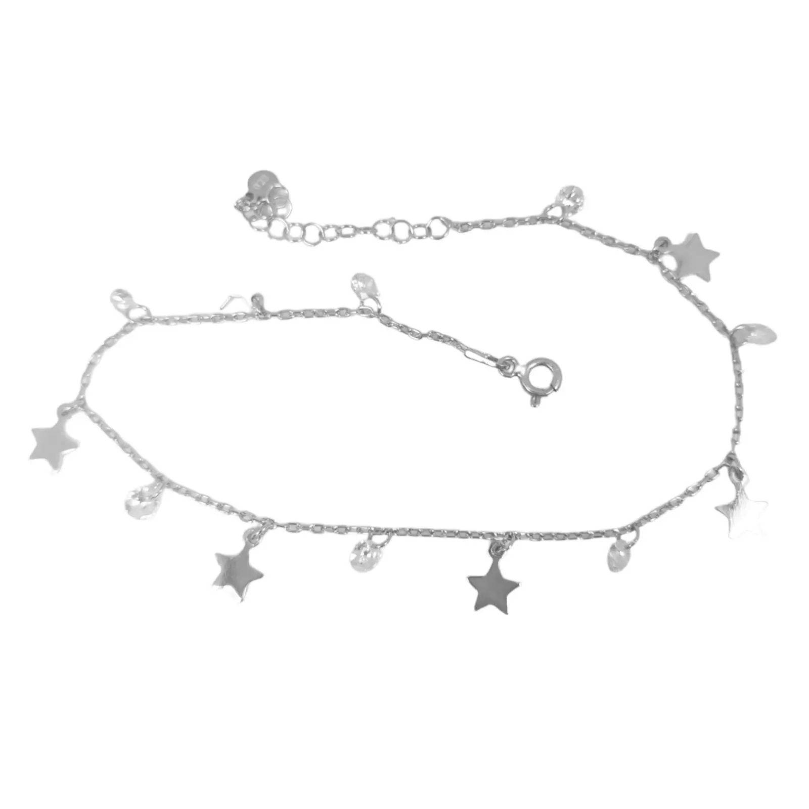 les trésors de lily Chaîne Cheville Argent 'Arégonde' blanc argenté (rhodié) 6 mm (étoiles) [S0957]