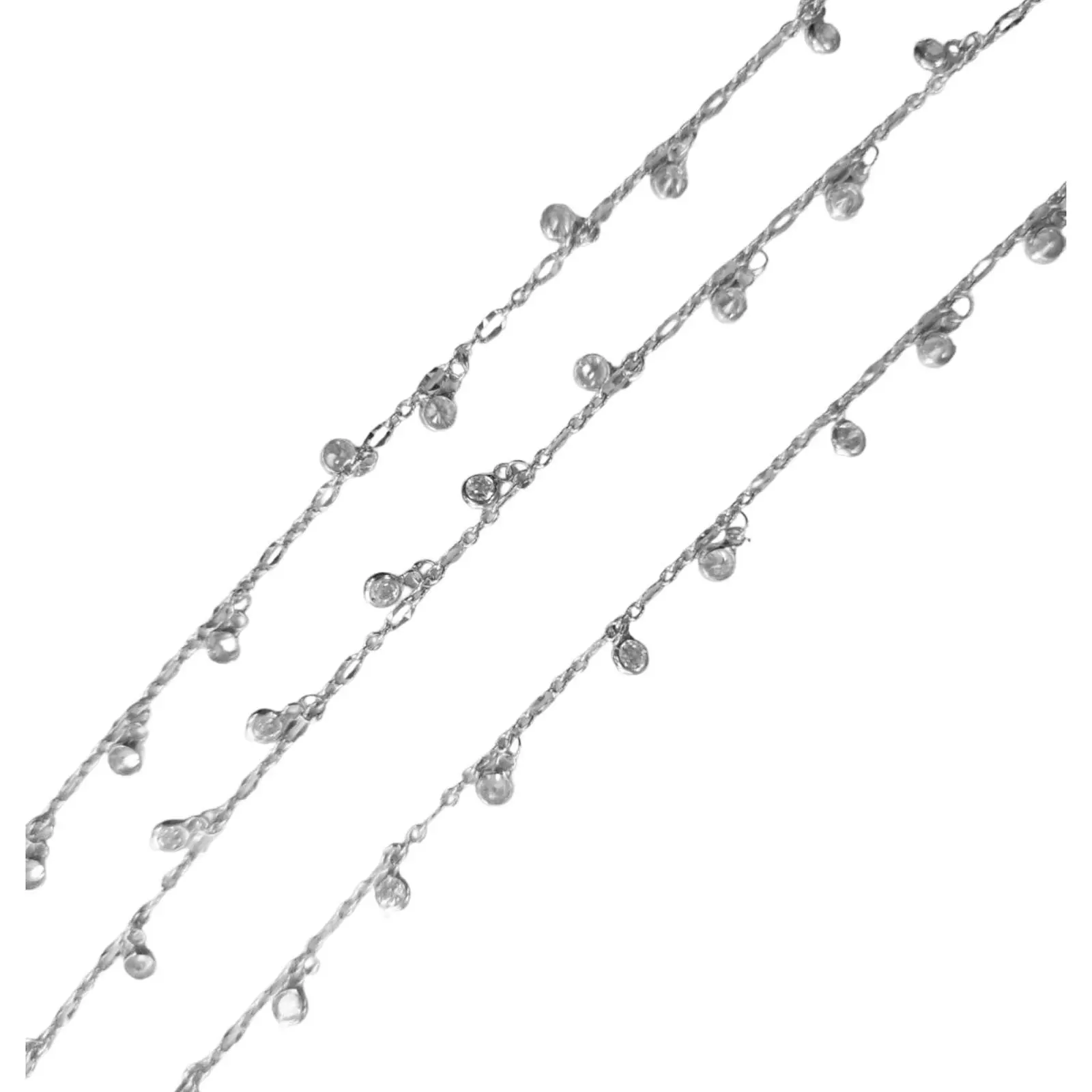 les trésors de lily Chaîne Cheville Argent 'Arégonde' blanc argenté (rhodié) 3 mm [S0785]