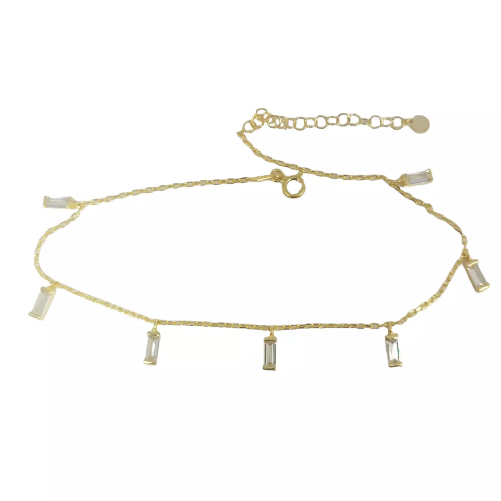 les trésors de lily Chaîne Cheville Argent 'Arégonde' blanc doré 6x3 mm [S0964]