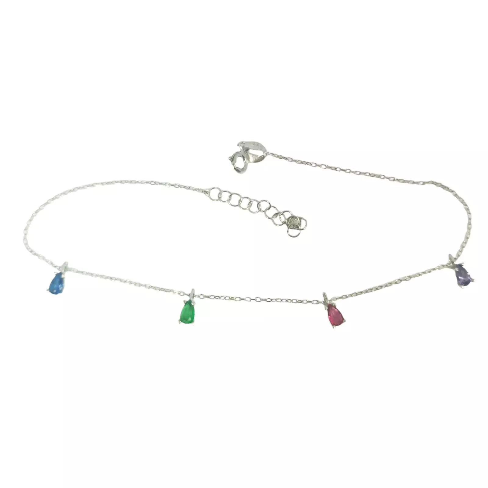 les trésors de lily Chaîne Cheville Argent 'Arégonde' multicolore argenté (rhodié) 5x3 mm [S0963]