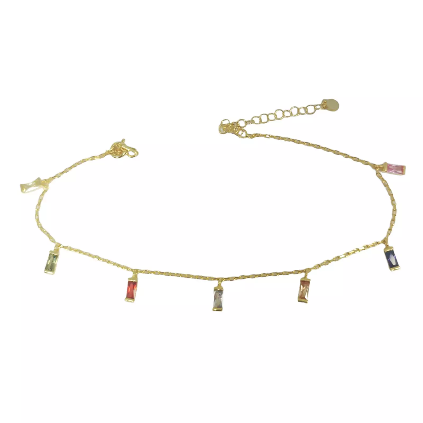 les trésors de lily Chaîne Cheville Argent 'Arégonde' multicolore doré 6x3 mm [S0965]