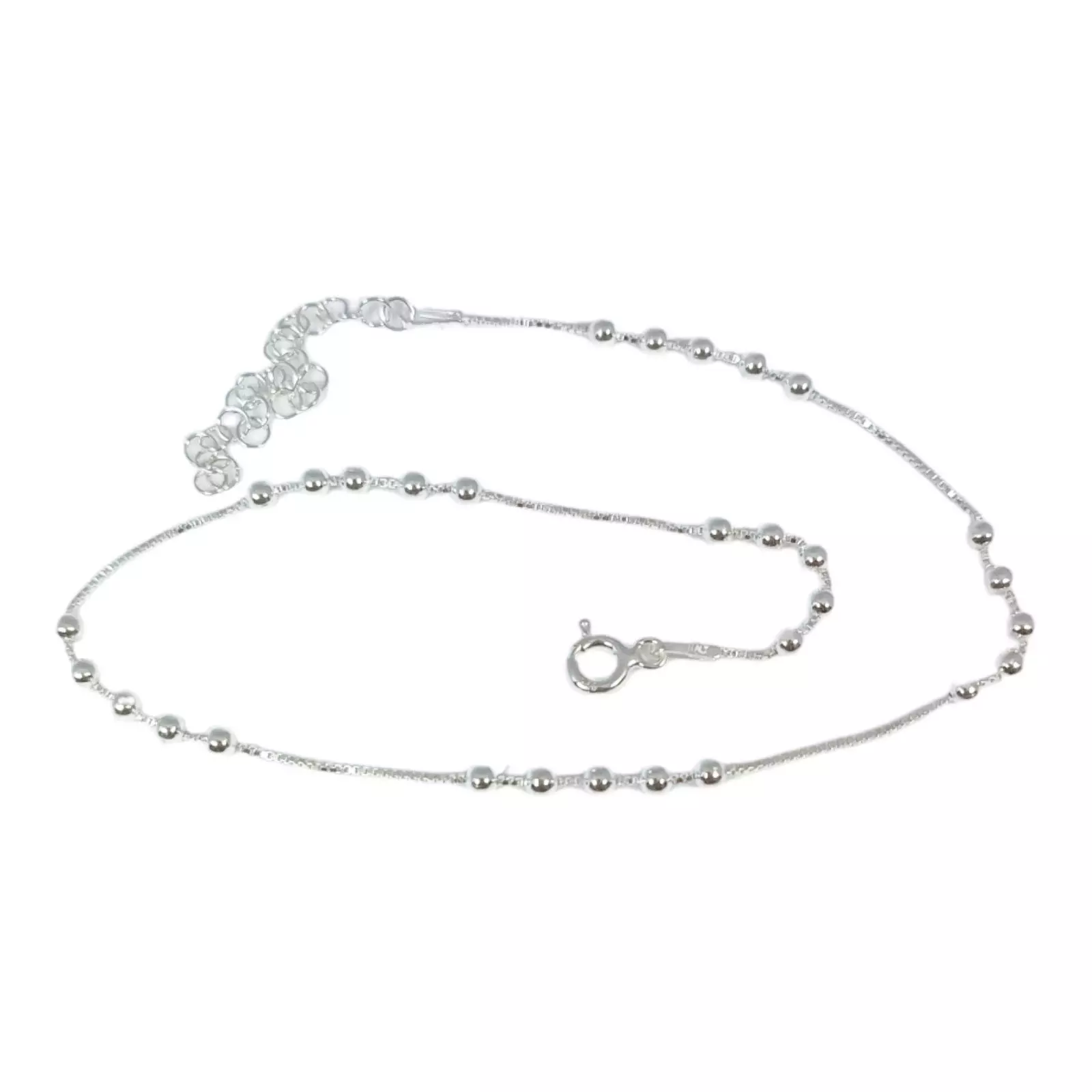les trésors de lily Chaine Cheville Argent 'Billes' argenté 2 mm [S0205]