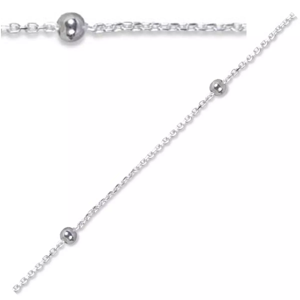 Les Trésors De Lily Chaine Cheville Argent 'Billes' Argenté 25 Cm 1 Mm Billes 4 Mm [Q8199]