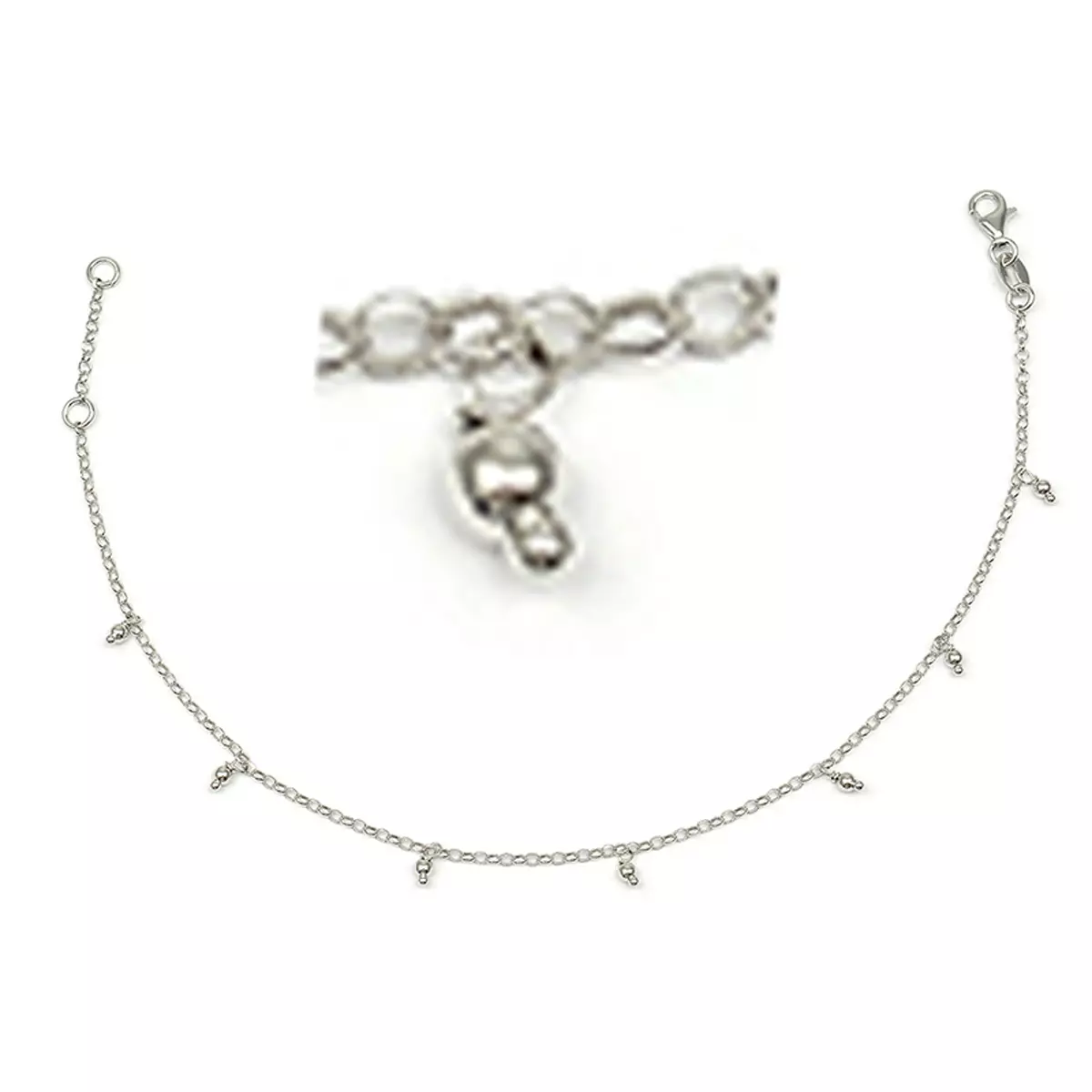 les trésors de lily Chaine Cheville Argent 'Billes' argenté (rhodié) 2 mm [R3731]
