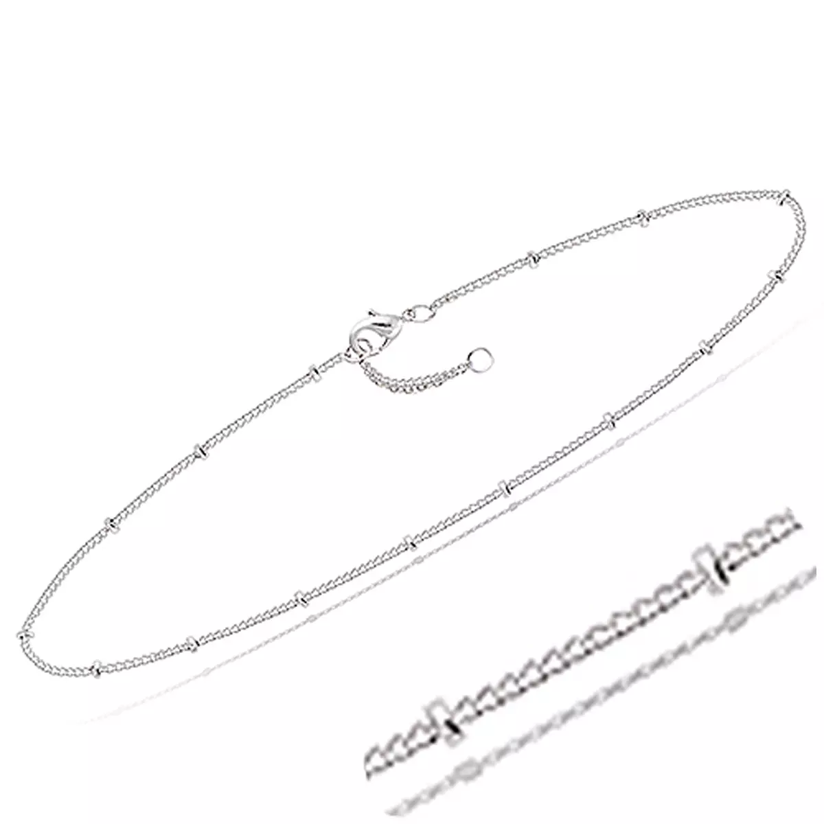 les trésors de lily Chaine Cheville Argent 'Billes' argenté (rhodié) 25 cm 1 mm [Q8217]