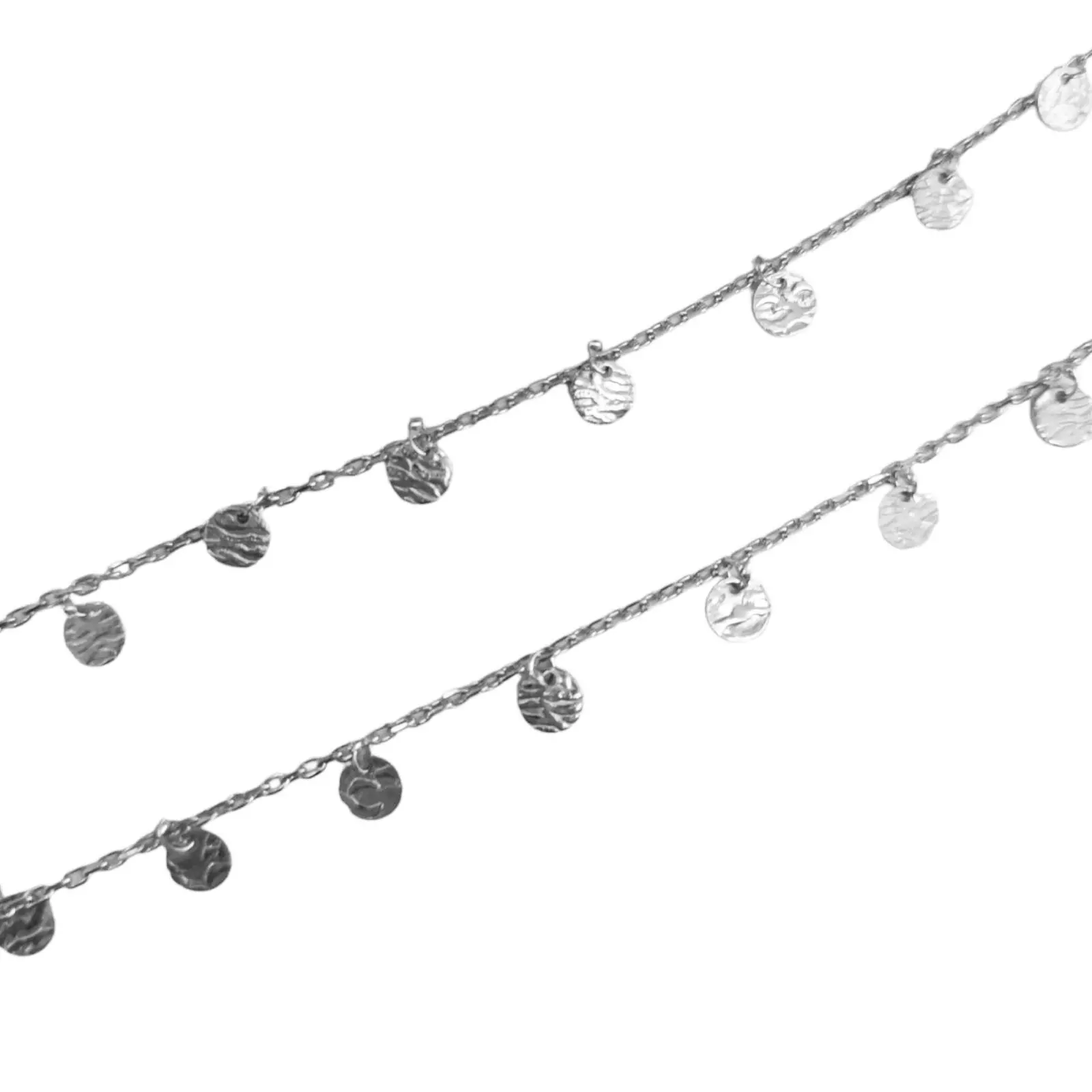 les trésors de lily Chaîne Cheville Argent 'Cléopatra' argenté (rhodié) 4 mm (martelé) [S0783]
