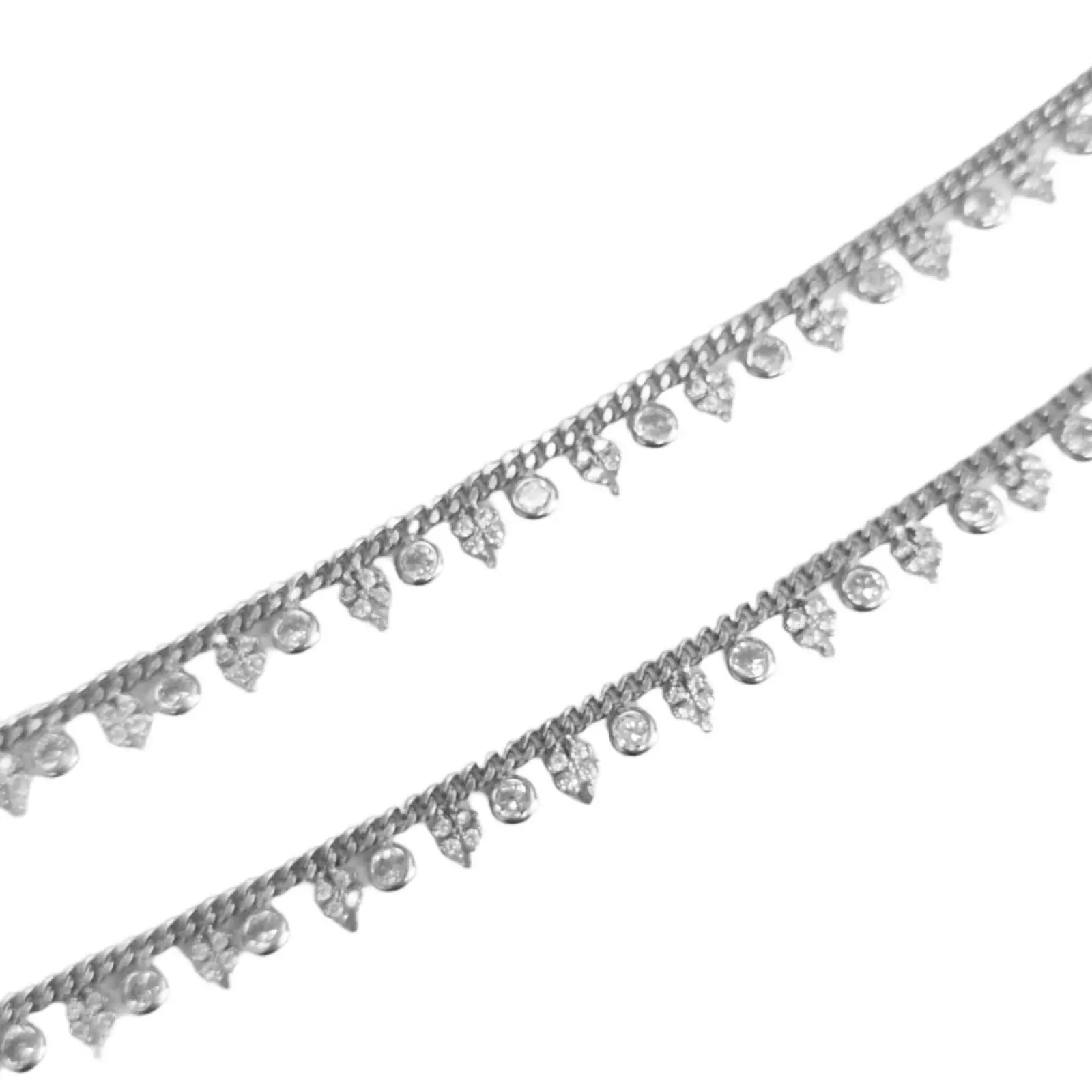 Les Trésors De Lily Chaine Cheville Argent 'Cléopatra' Blanc Argenté (rhodié) 4x3 Mm (trèfles) [S0781]