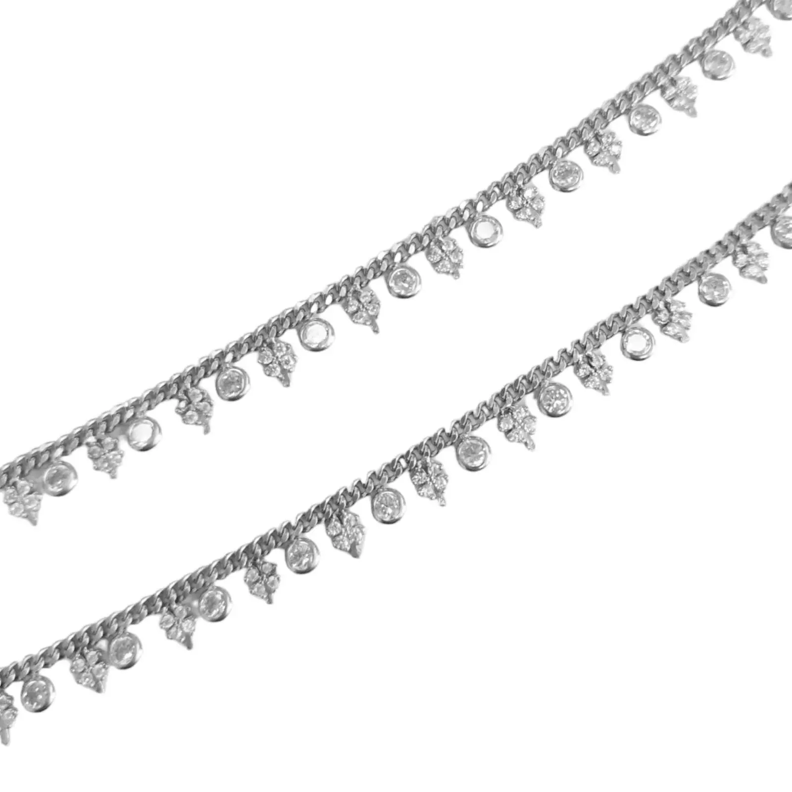 les trésors de lily Chaine Cheville Argent 'Cléopatra' blanc argenté (rhodié) 4x3 mm (trèfles) [S0781]