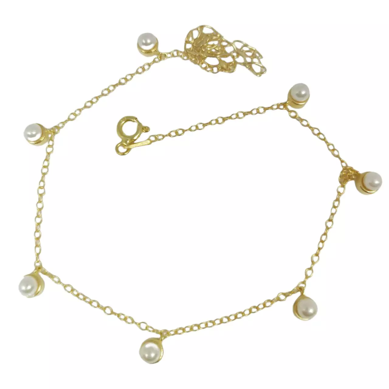 les trésors de lily Chaine Cheville Argent 'Cléopatra' blanc doré 4 mm [R9890]