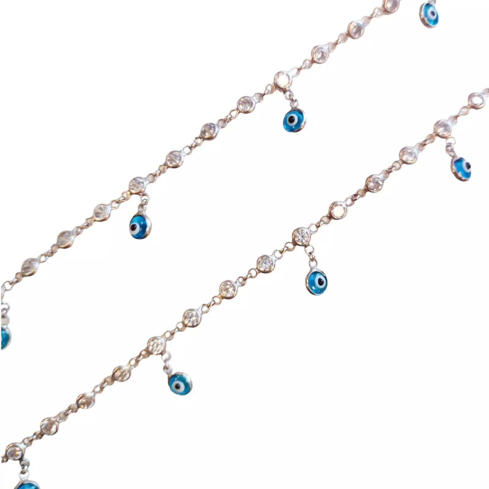 les trésors de lily Chaine Cheville Argent 'Cléopatra' bleu argenté (rhodié) 12x4 mm [S0778]