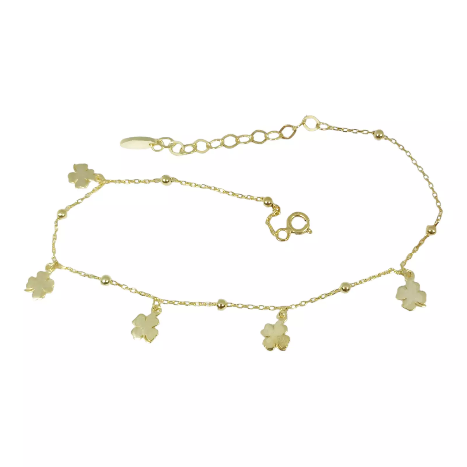 les trésors de lily Chaine Cheville Argent 'Cléopatra' doré 5 mm (trèfles) [S1223]