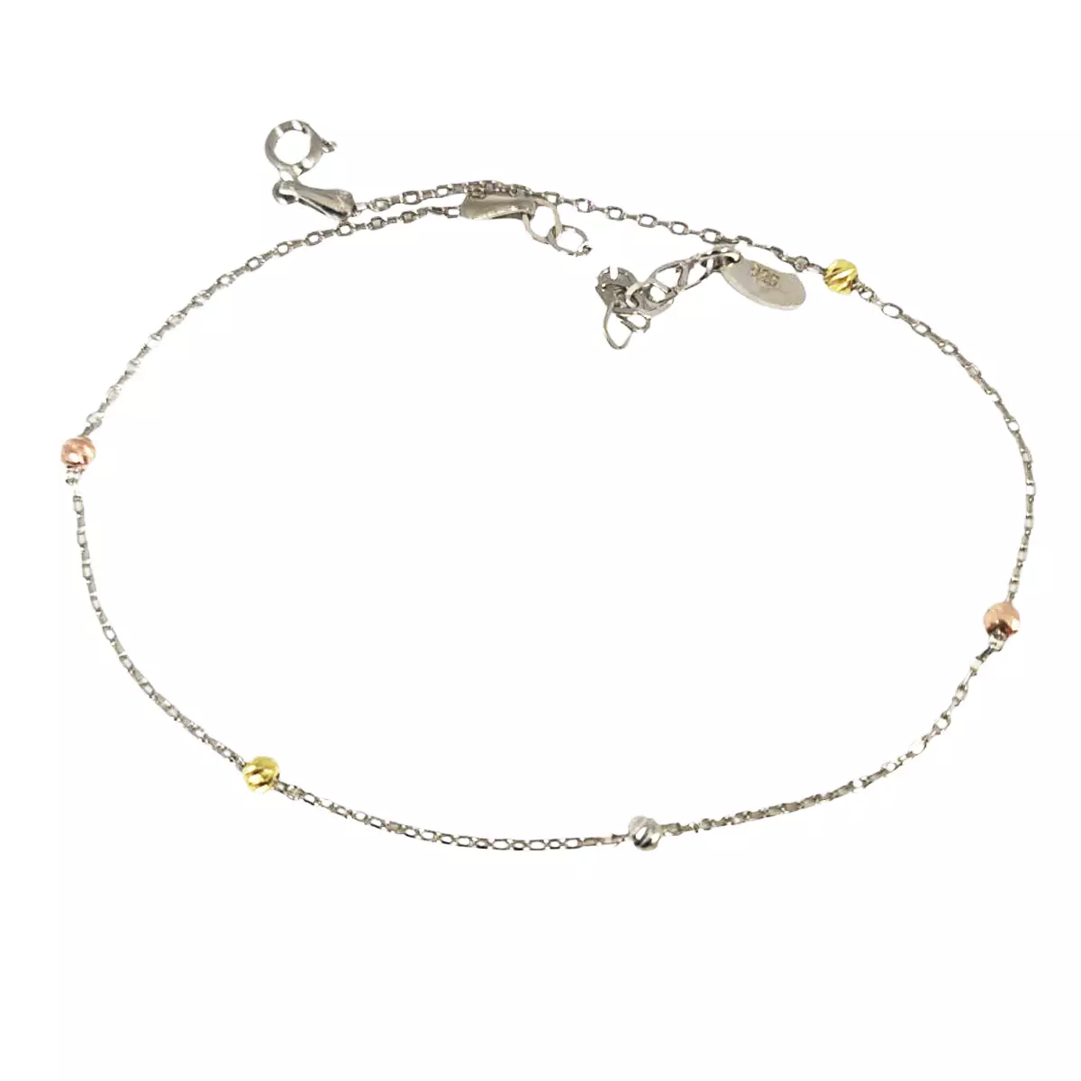Les Trésors De Lily Chaine Cheville Argent 'Cleopatra' Doré Rosé Argenté (rhodié) 3 Mm [S1238]