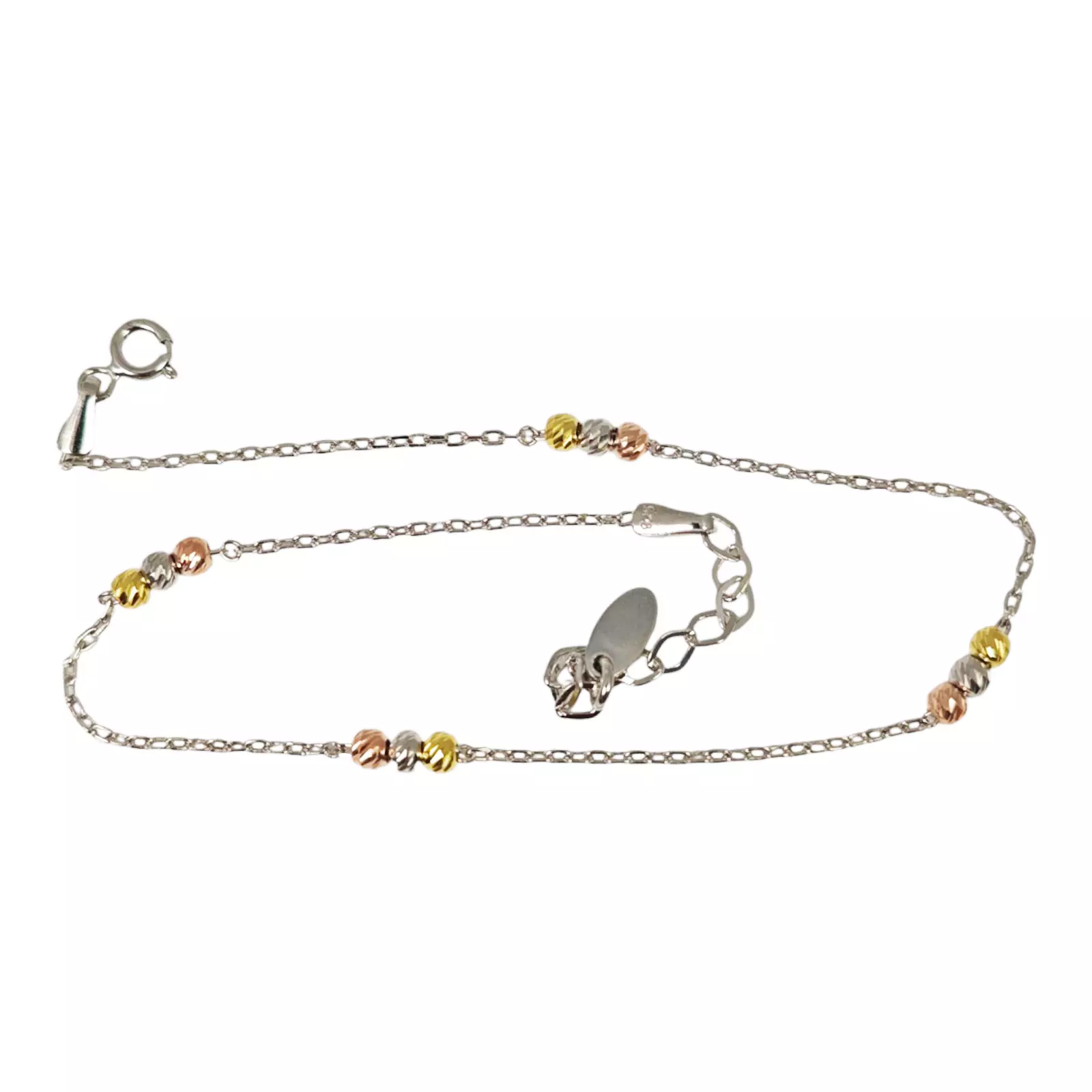 les trésors de lily Chaine Cheville Argent 'Cleopatra' doré rosé argenté (rhodié) 3 mm [S1239]