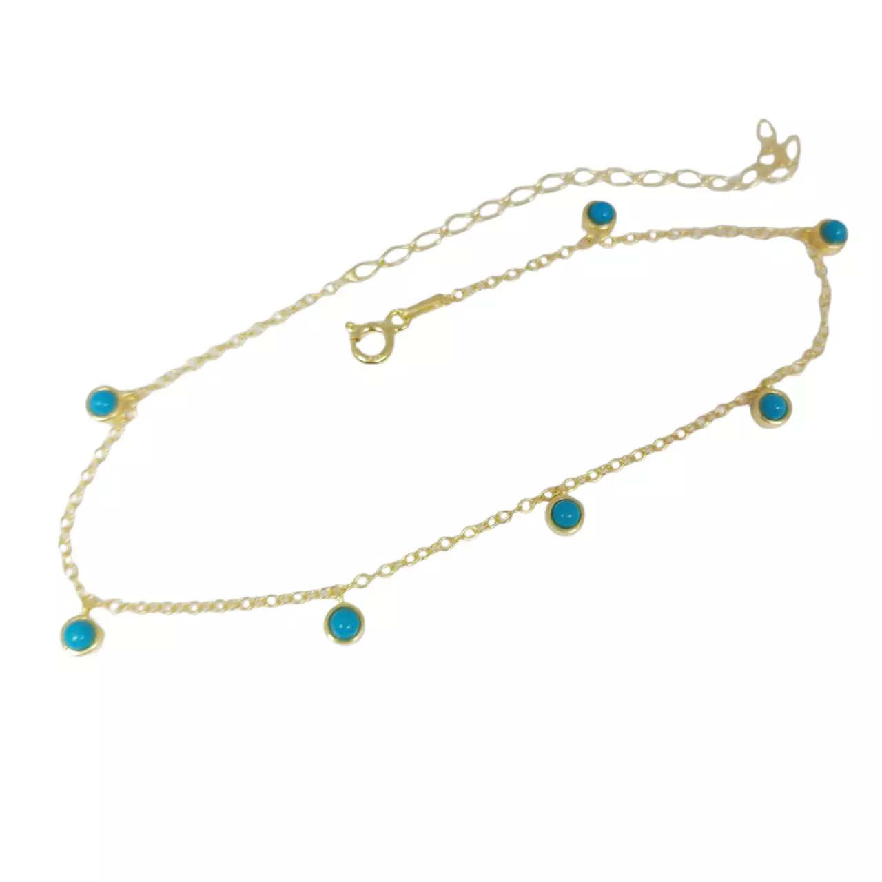 les trésors de lily Chaine Cheville Argent 'Cléopatra' turquoise doré 4 mm [R9889]