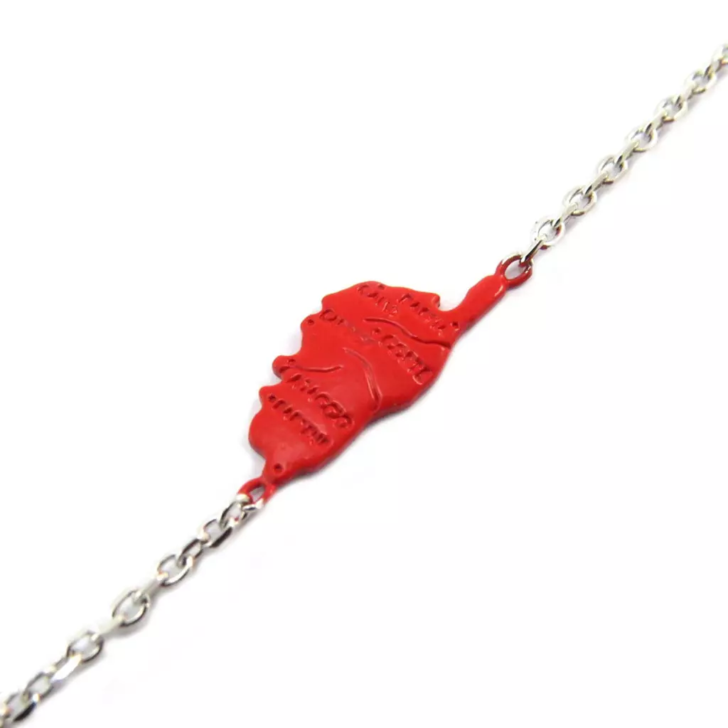 Les Trésors De Lily Chaîne Cheville Argent 'Corsica' Rouge Argenté (Corse) 15x7 Mm [P2599]