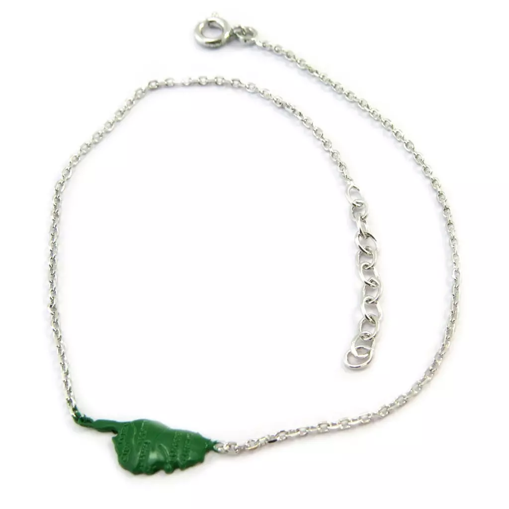 Les Trésors De Lily Chaîne Cheville Argent 'Corsica' Vert Argenté (Corse) 15x7 Mm [P2602]