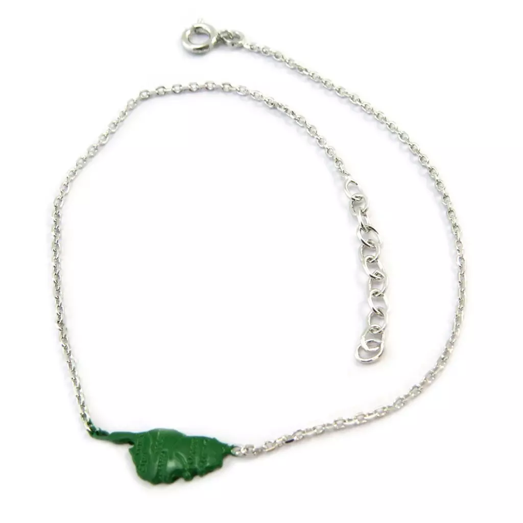 les trésors de lily Chaîne Cheville Argent 'Corsica' vert argenté (Corse) 15x7 mm [P2602]