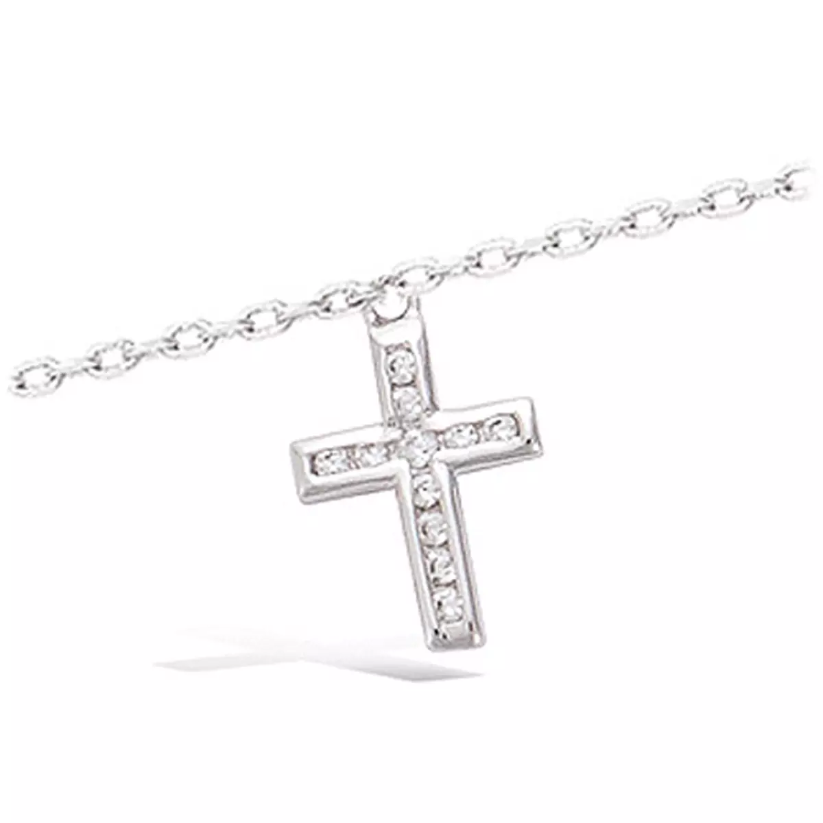 Les Trésors De Lily Chaîne Cheville Argent 'Croix' Blanc Argenté (rhodié) 10x6 Mm [K9132]