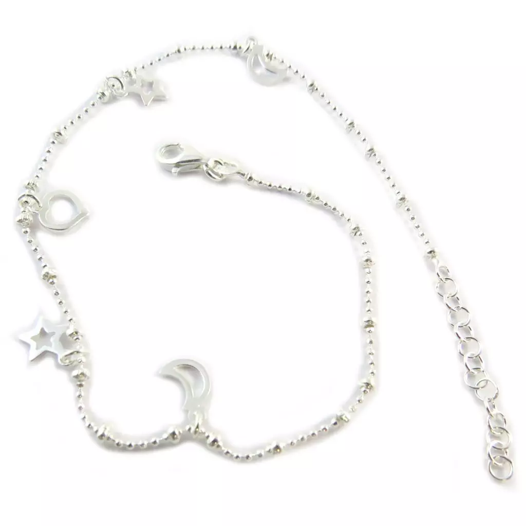 Les Trésors De Lily Chaîne Cheville Argent 'Dans La Lune Et Les Etoiles' Argenté 6 Mm [P1713]