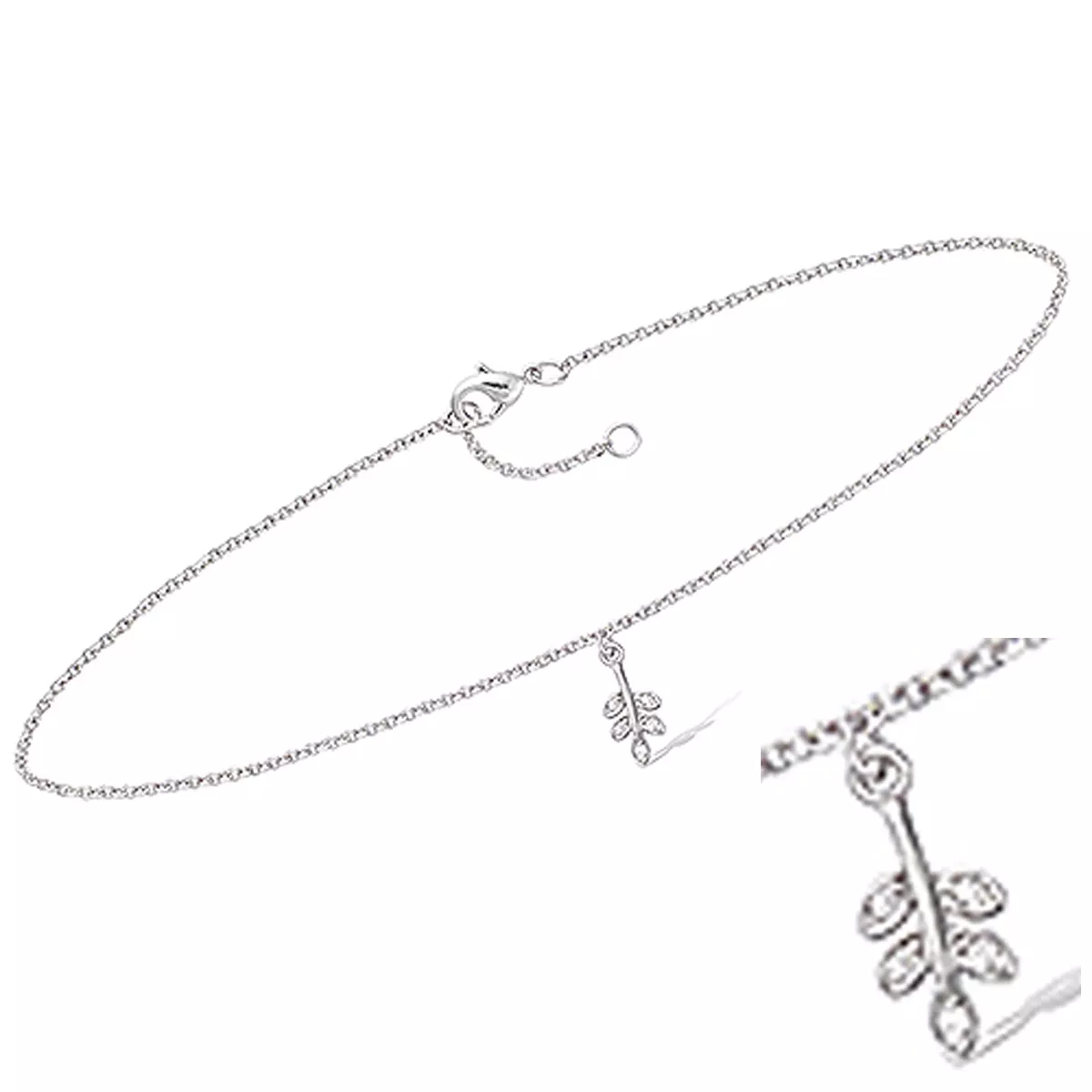 les trésors de lily Chaine Cheville Argent 'Epi de blé' blanc argenté (rhodié) 25 cm ancre 10x5 mm [Q8225]