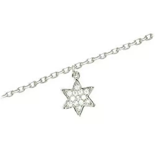 les trésors de lily Chaîne Cheville Argent 'Etoile' blanc argenté (rhodié) 7x7 mm [K9146]