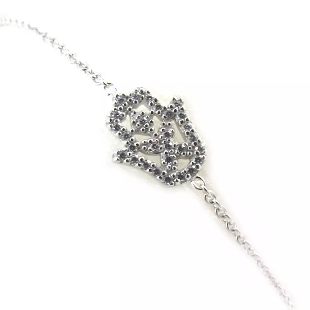 les trésors de lily Chaîne Cheville Argent 'Fatma' blanc [M5853]