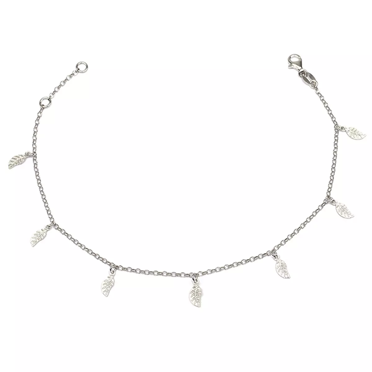 les trésors de lily Chaine Cheville Argent 'Feuilles' argenté (rhodié) 9x4 mm [R3730]