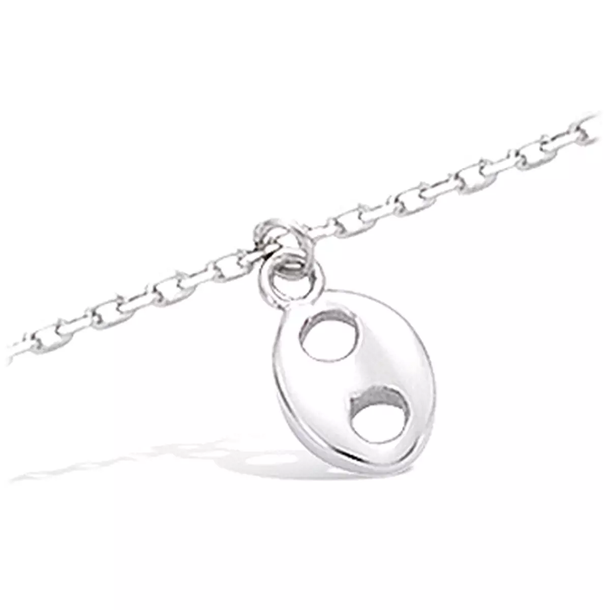 les trésors de lily Chaîne Cheville argent 'Grain de Café' argenté (rhodié) 8x6 mm [I3640]