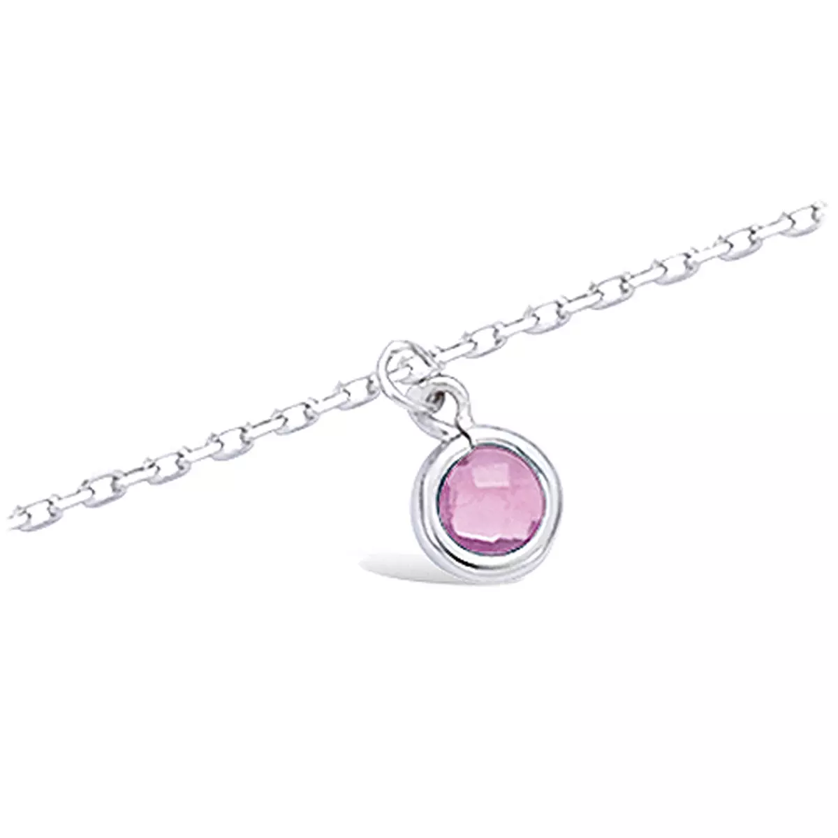 les trésors de lily Chaîne Cheville argent 'Linda' rose argenté (rhodié) 25 cm 5 mm [Q8229]