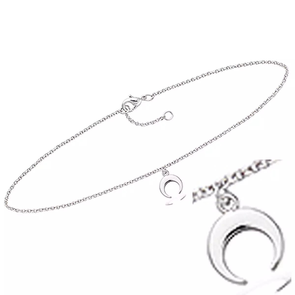 les trésors de lily Chaine Cheville Argent 'Luna' argenté (rhodié) 25 cm 8x8 mm [Q8222]