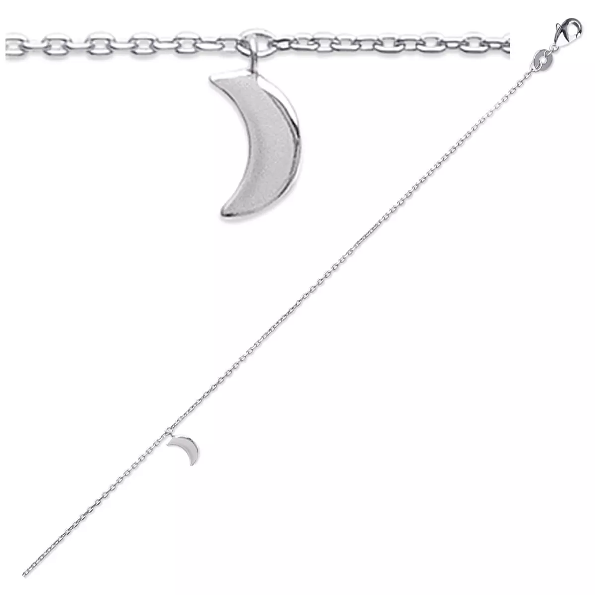 les trésors de lily Chaine Cheville Argent 'Luna' argenté (rhodié) 25 cm 8x4 mm [Q8096]