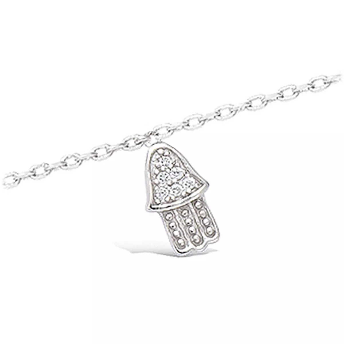 les trésors de lily Chaîne Cheville Argent 'Main de Fatma' blanc 24 cm 11x6 mm [K9139]