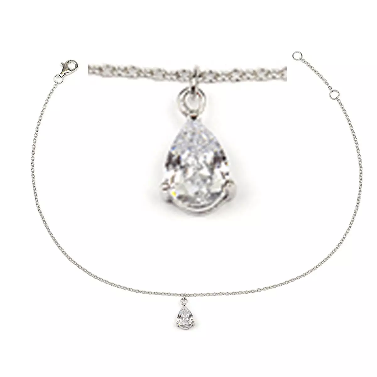 les trésors de lily Chaîne Cheville Argent 'Sissi' blanc argenté (rhodié) 7x5 mm [R3724]