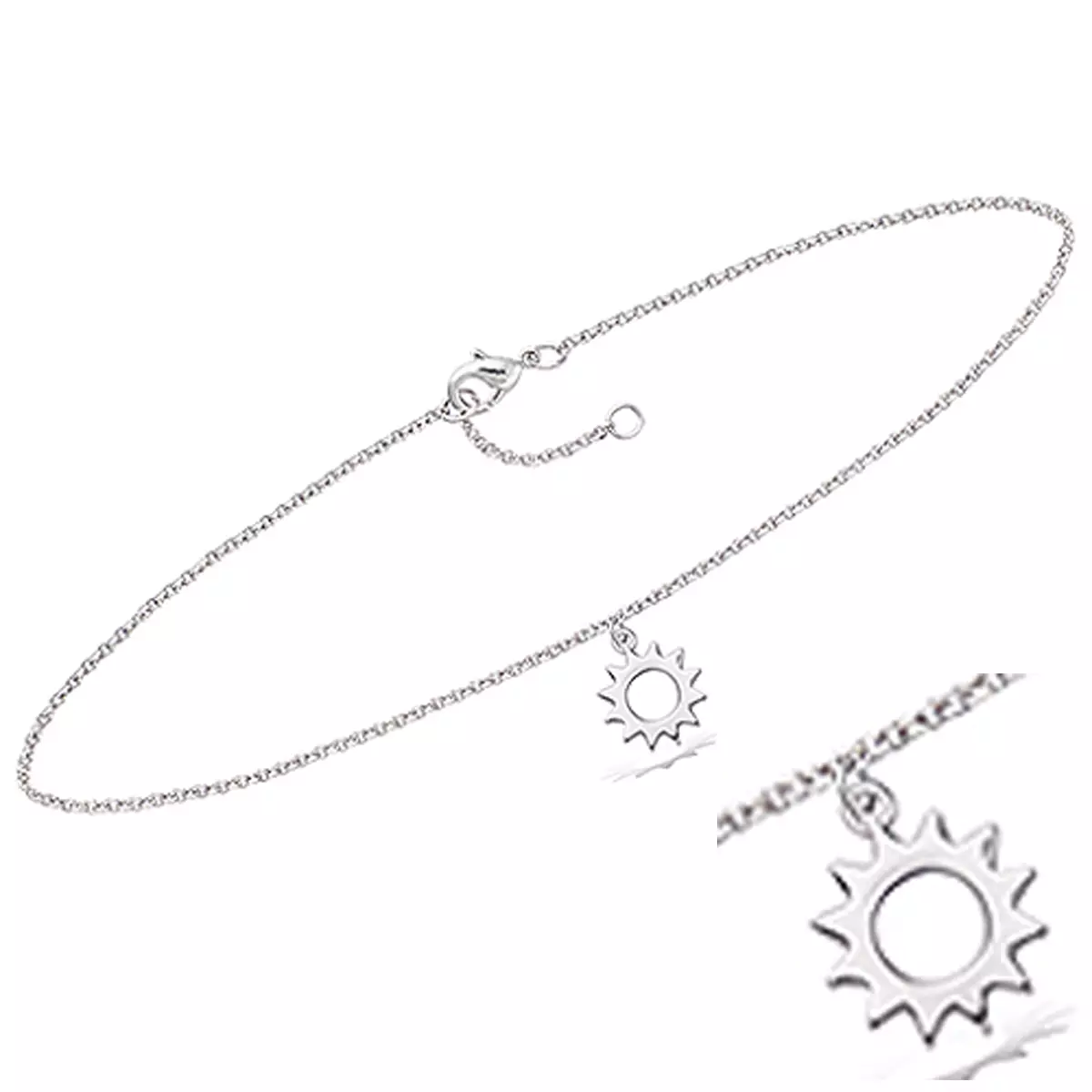 les trésors de lily Chaine Cheville Argent 'Soleil' argenté (rhodié) 25 cm 10 mm [Q8230]