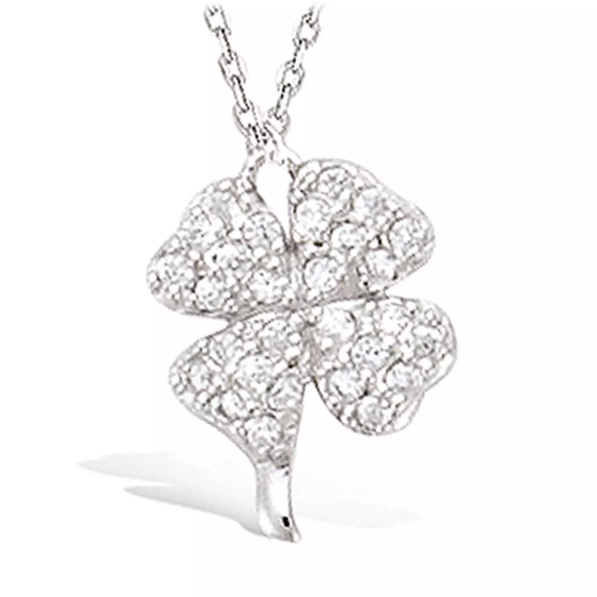 les trésors de lily Chaîne Cheville Argent 'Trèfle' blanc argenté (rhodié) 9x9 mm [K9134]