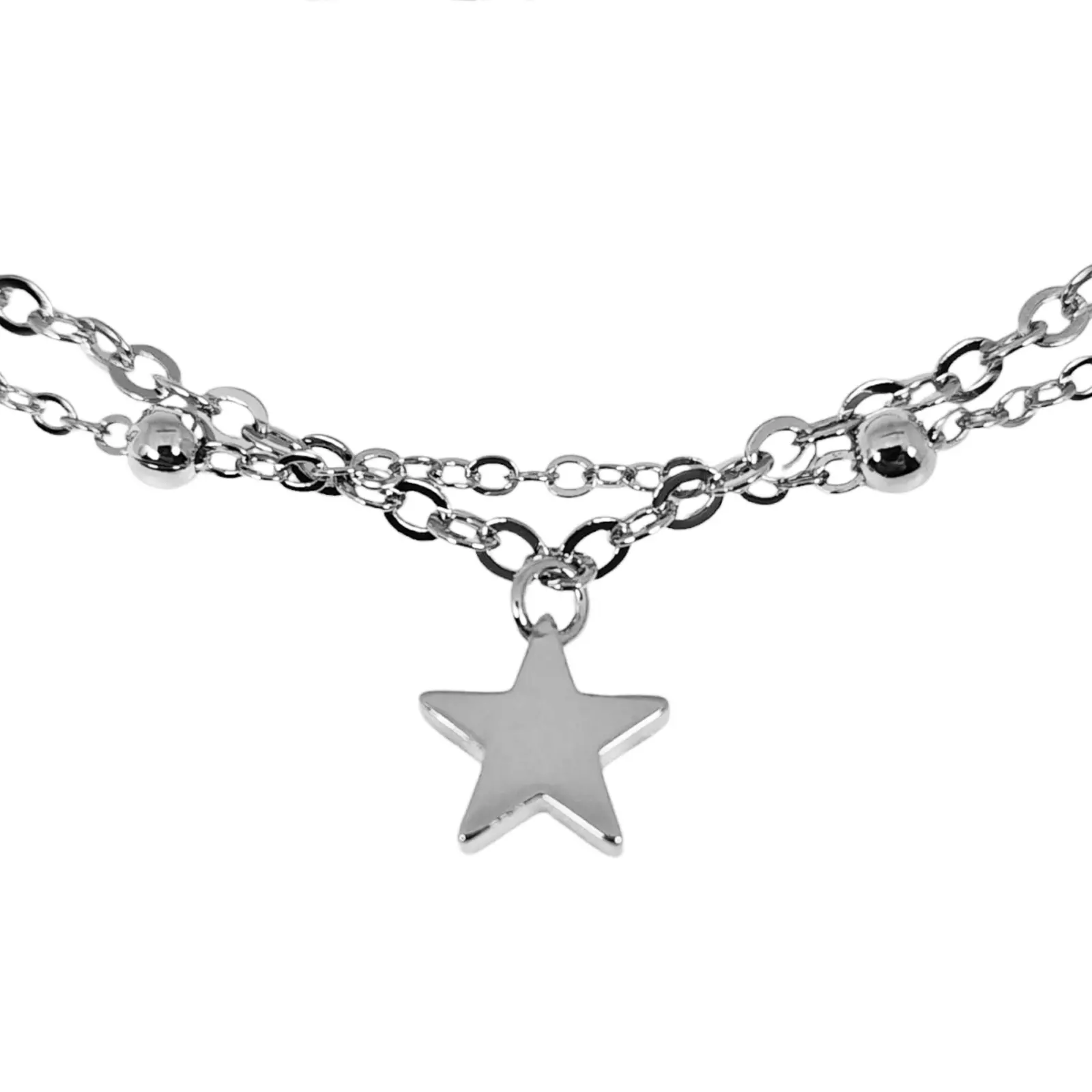 Les Trésors De Lily Chaine Cheville 'Cléopatra' Argenté 25 Cm 10 Mm (étoile) [S1330]