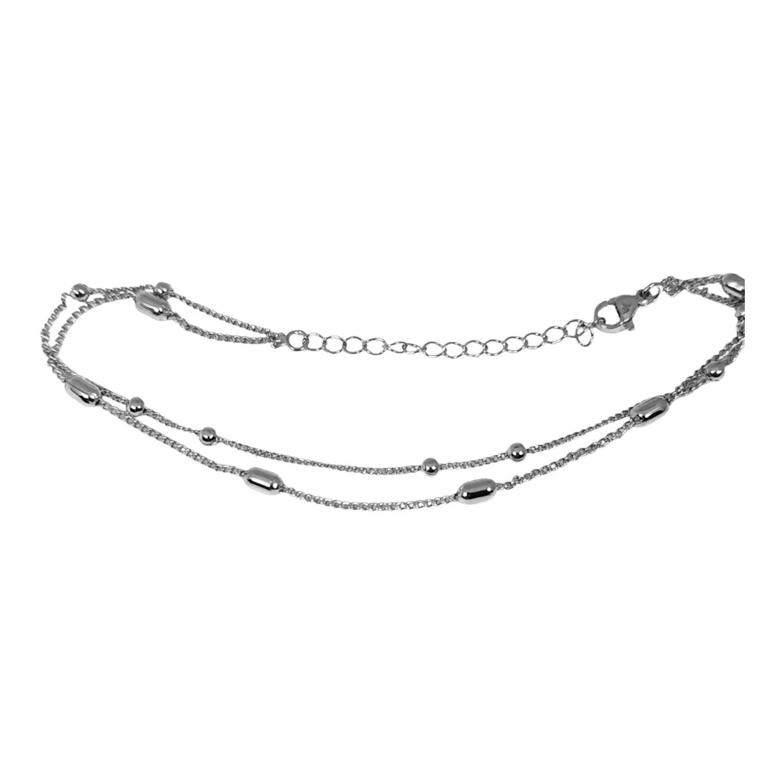 les trésors de lily Chaine Cheville 'Cléopatra' argenté 25 cm 5x3 mm [S1331]