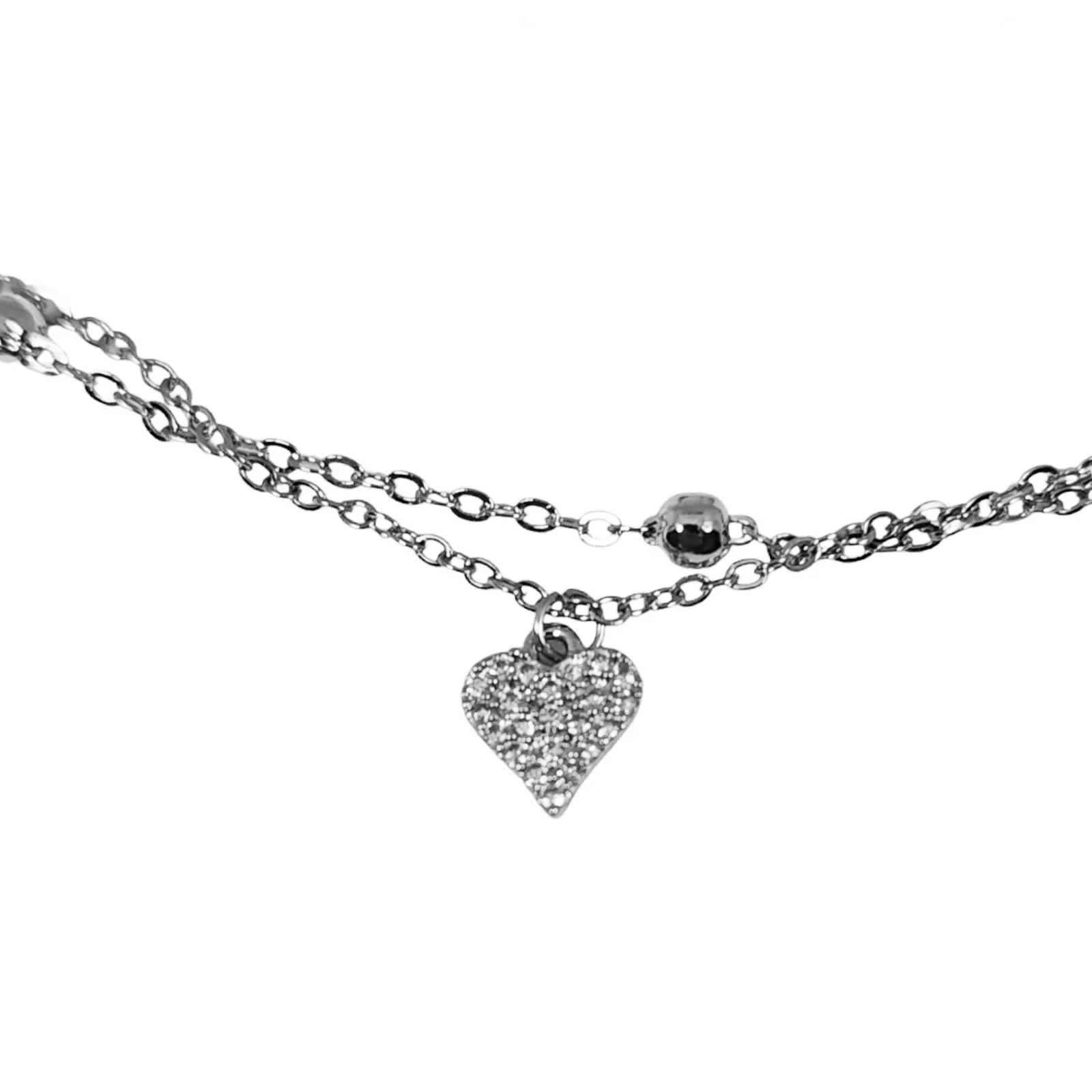 Les Trésors De Lily Chaine Cheville 'Cléopatra' Argenté 25 Cm 8x7 Mm (cœur) [S1332]