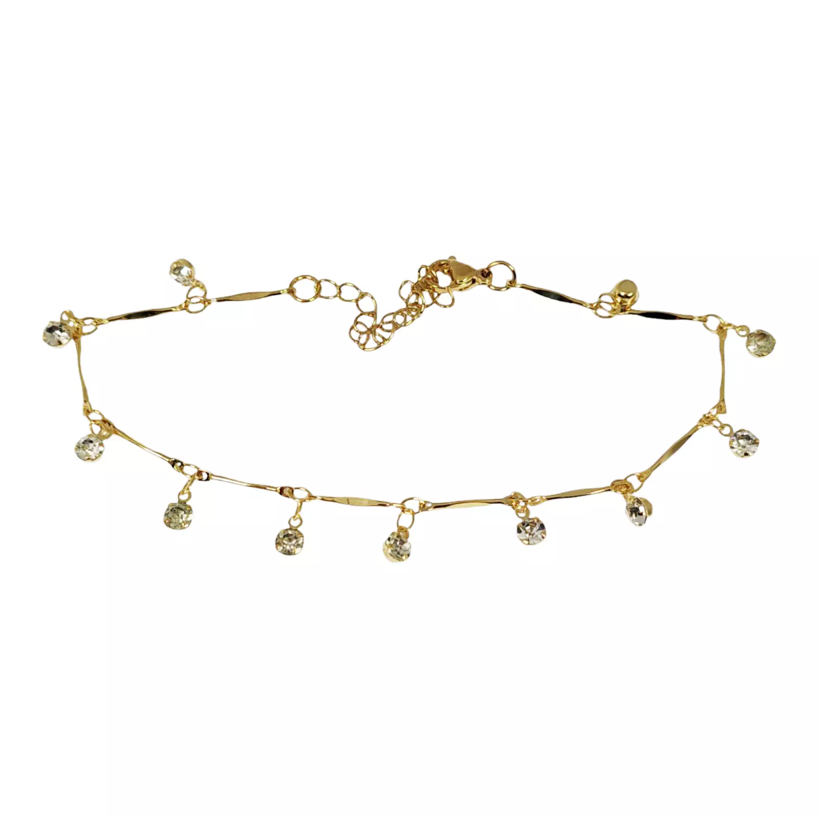 les trésors de lily Chaine Cheville 'Cléopatra' blanc doré 25 cm 4 mm [S1329]