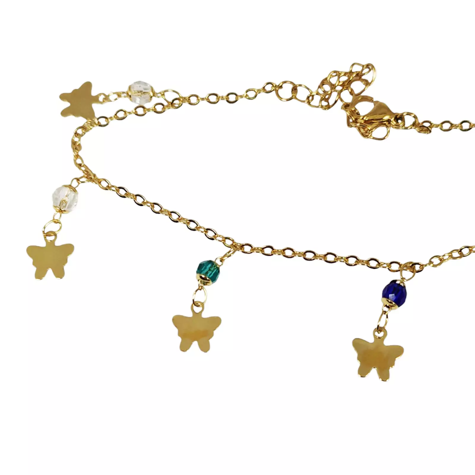 Les Trésors De Lily Chaine Cheville 'Cléopatra' Multicolore Doré 25 Cm 20x7 Mm (papillon) [S1337]