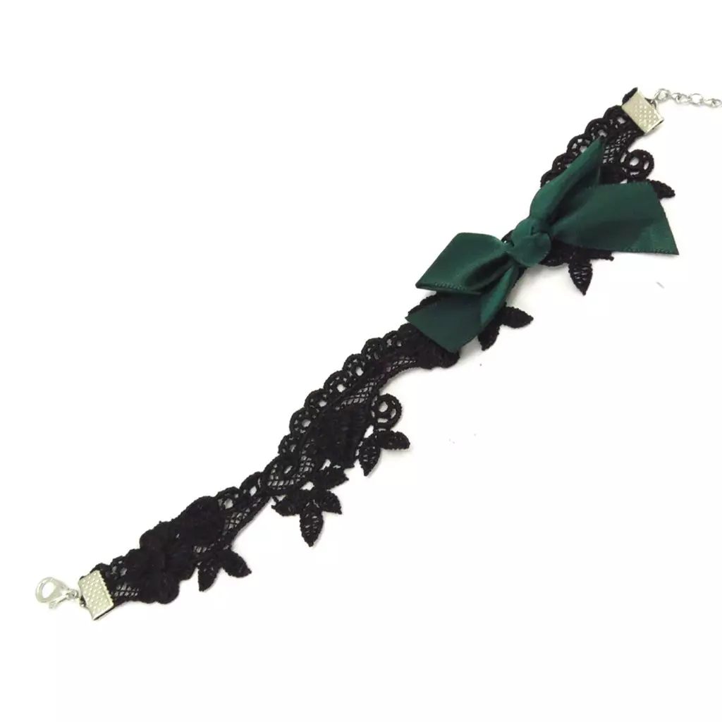 Les Trésors De Lily Chaine Cheville 'Courtisanes' Noir Vert (dentelle) [K6583]
